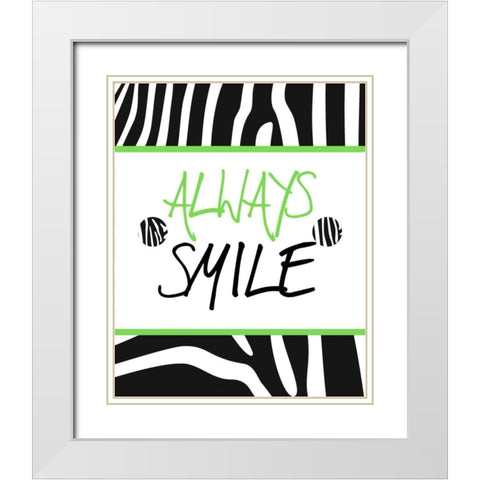 Green Zebra Sayings I White Modern Wood Framed Art Print with Double Matting by SD Graphics Studio