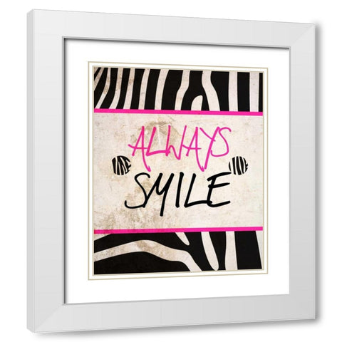 Zebra Sayings I White Modern Wood Framed Art Print with Double Matting by SD Graphics Studio