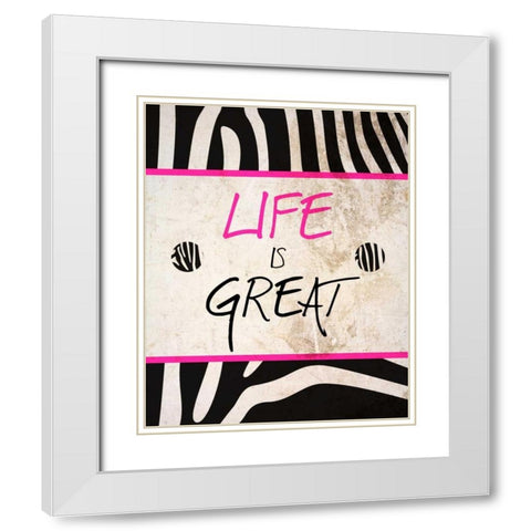 Zebra Sayings III White Modern Wood Framed Art Print with Double Matting by SD Graphics Studio
