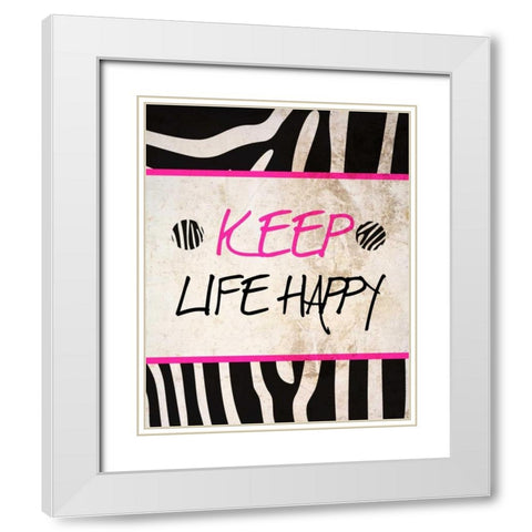 Zebra Sayings II White Modern Wood Framed Art Print with Double Matting by SD Graphics Studio