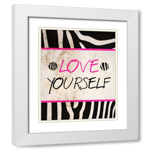 Zebra Sayings IV White Modern Wood Framed Art Print with Double Matting by SD Graphics Studio