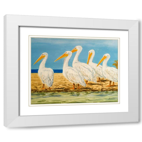 Coastal Flock I White Modern Wood Framed Art Print with Double Matting by Baliko, Linda