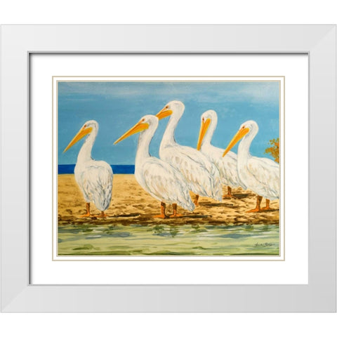 Coastal Flock I White Modern Wood Framed Art Print with Double Matting by Baliko, Linda