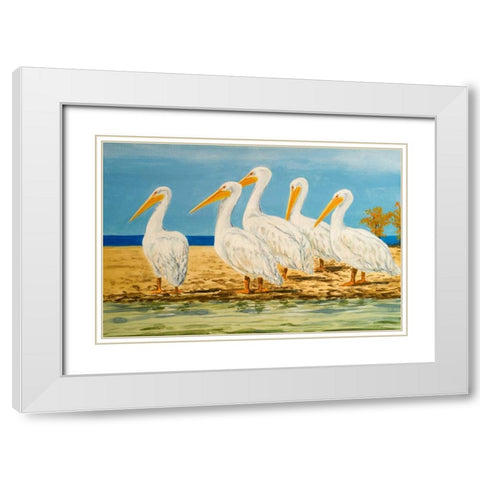 Coastal Flock I White Modern Wood Framed Art Print with Double Matting by Baliko, Linda