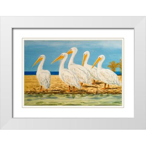 Coastal Flock I White Modern Wood Framed Art Print with Double Matting by Baliko, Linda