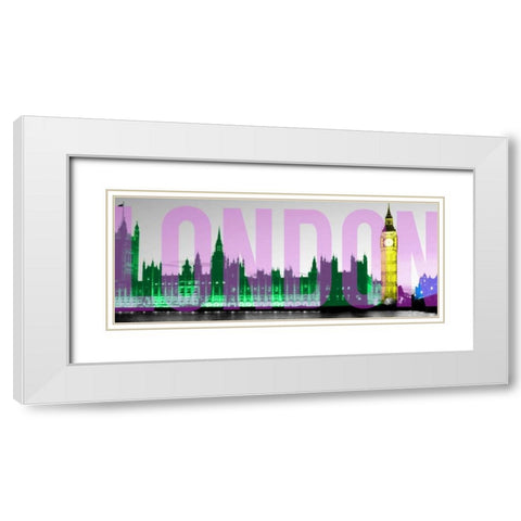 Night Neon London White Modern Wood Framed Art Print with Double Matting by Peck, Gail
