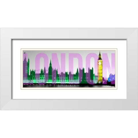 Night Neon London White Modern Wood Framed Art Print with Double Matting by Peck, Gail