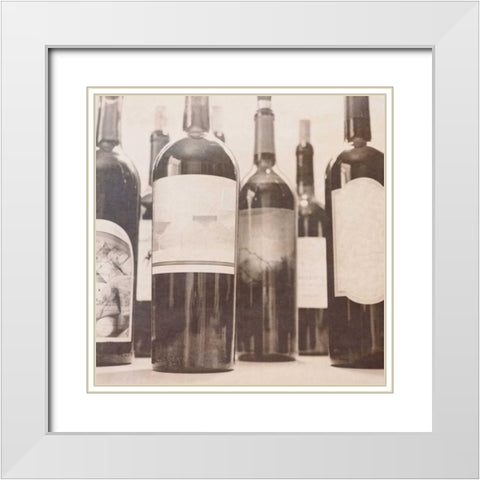 Wine Square I White Modern Wood Framed Art Print with Double Matting by Peck, Gail