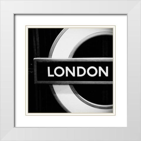 London Sign BandW White Modern Wood Framed Art Print with Double Matting by Peck, Gail