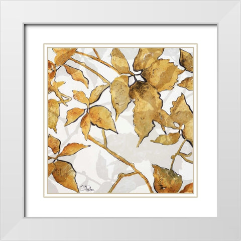 Gold Shadows I White Modern Wood Framed Art Print with Double Matting by Pinto, Patricia