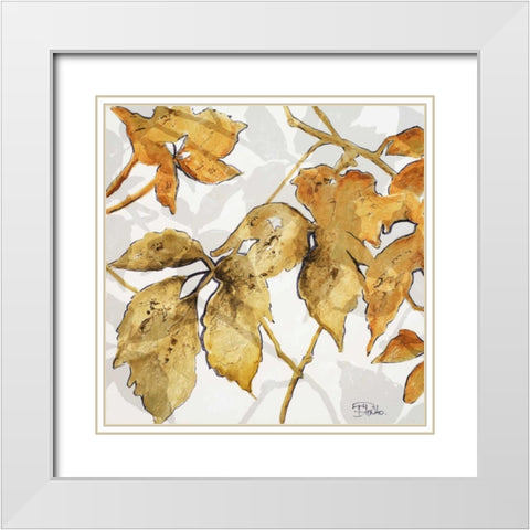 Gold Shadows II White Modern Wood Framed Art Print with Double Matting by Pinto, Patricia