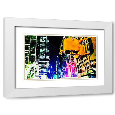 City Lights White Modern Wood Framed Art Print with Double Matting by Acosta