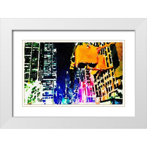 City Lights White Modern Wood Framed Art Print with Double Matting by Acosta