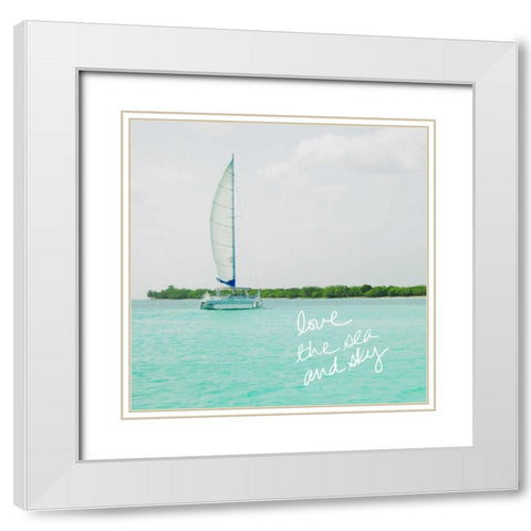 Sailing Along The Island II White Modern Wood Framed Art Print with Double Matting by Acosta