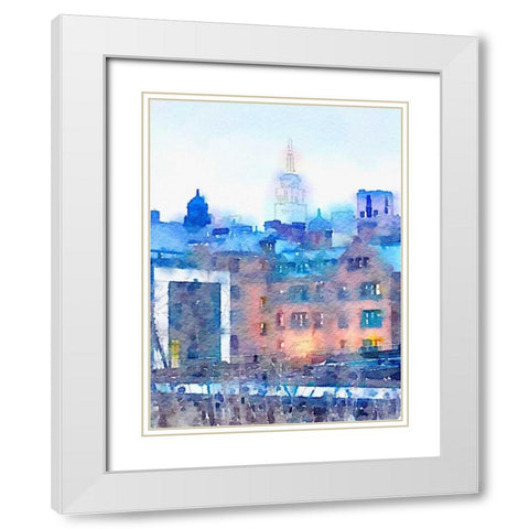 Watercolor New York White Modern Wood Framed Art Print with Double Matting by Acosta