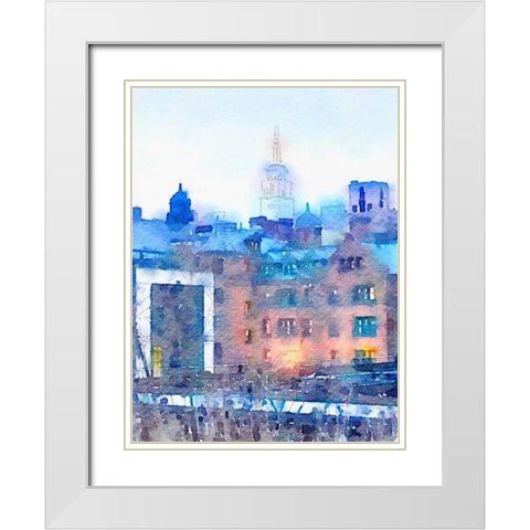 Watercolor New York White Modern Wood Framed Art Print with Double Matting by Acosta