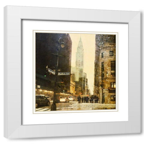 New York Streets White Modern Wood Framed Art Print with Double Matting by Acosta