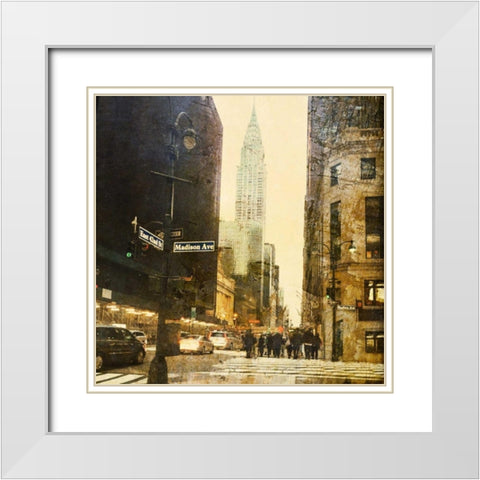 New York Streets White Modern Wood Framed Art Print with Double Matting by Acosta