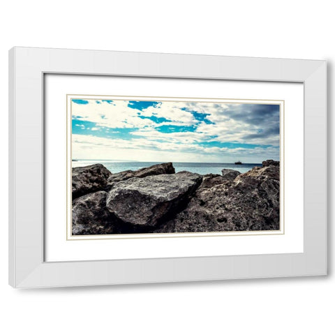 Spanish Coast I White Modern Wood Framed Art Print with Double Matting by Acosta