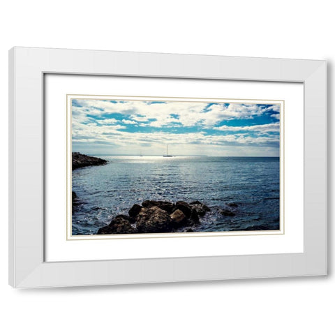 Spanish Coast II White Modern Wood Framed Art Print with Double Matting by Acosta
