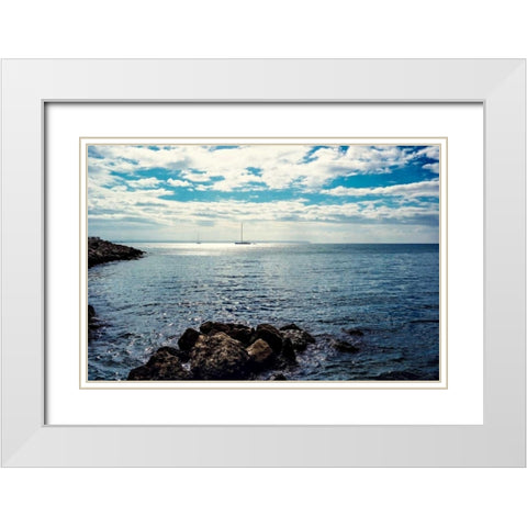Spanish Coast II White Modern Wood Framed Art Print with Double Matting by Acosta