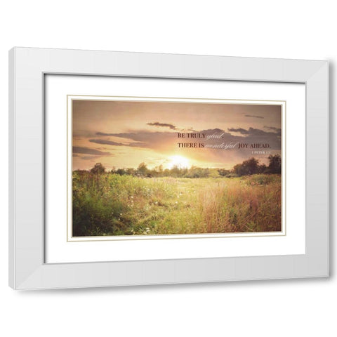 Wonderful Joy Ahead White Modern Wood Framed Art Print with Double Matting by Poynter, Kelly
