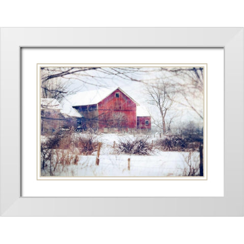 Winter Barn White Modern Wood Framed Art Print with Double Matting by Poynter, Kelly