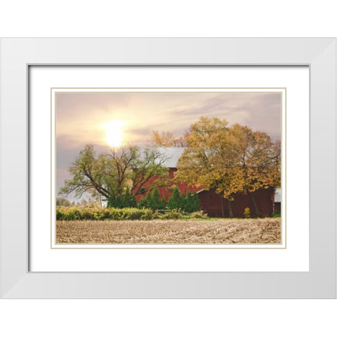 My Red Barn White Modern Wood Framed Art Print with Double Matting by Poynter, Kelly