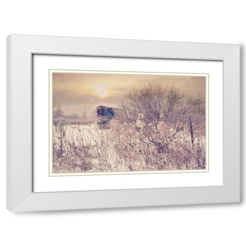 Winter Sunset White Modern Wood Framed Art Print with Double Matting by Poynter, Kelly