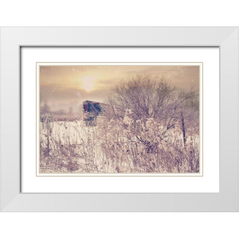 Winter Sunset White Modern Wood Framed Art Print with Double Matting by Poynter, Kelly