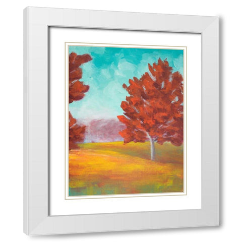 Yellow Pasture White Modern Wood Framed Art Print with Double Matting by Johnson, Walt