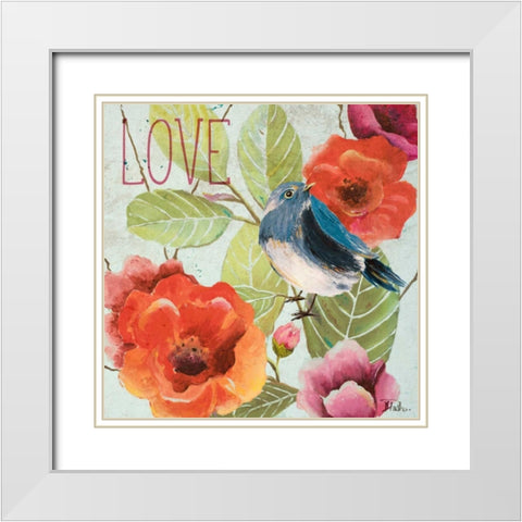 Beautiful Bird II  (Love) White Modern Wood Framed Art Print with Double Matting by Pinto, Patricia