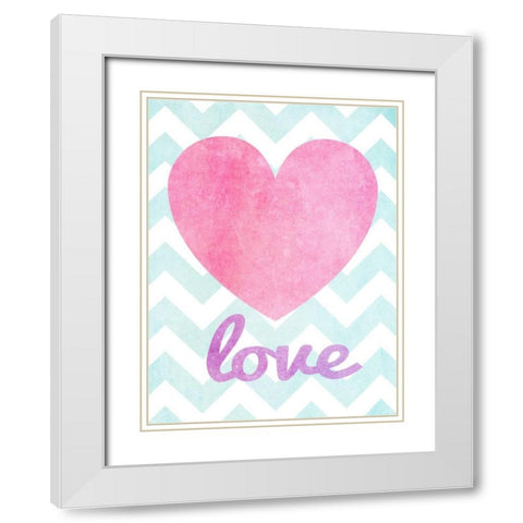 Stars and Hearts III White Modern Wood Framed Art Print with Double Matting by SD Graphics Studio