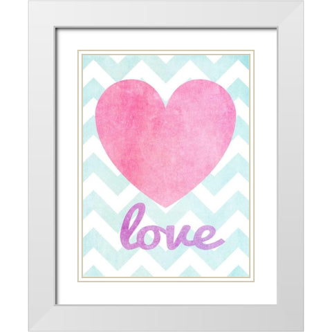 Stars and Hearts III White Modern Wood Framed Art Print with Double Matting by SD Graphics Studio