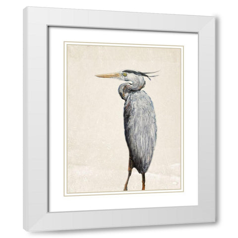 Grey Heron I White Modern Wood Framed Art Print with Double Matting by Johnson, Walt