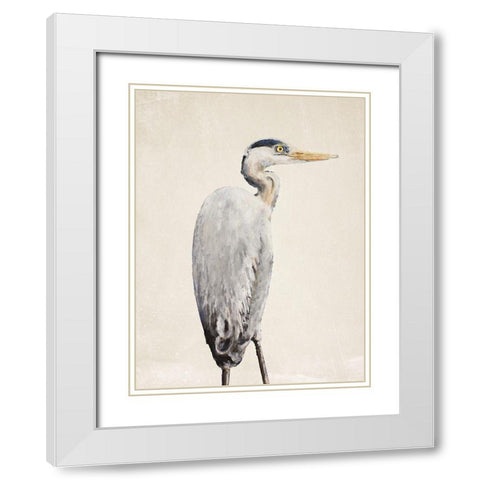 Grey Heron II White Modern Wood Framed Art Print with Double Matting by Johnson, Walt