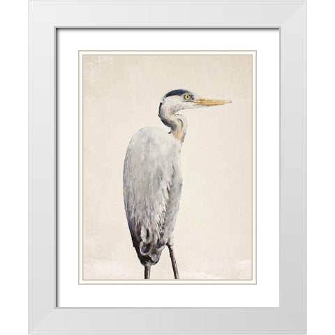 Grey Heron II White Modern Wood Framed Art Print with Double Matting by Johnson, Walt