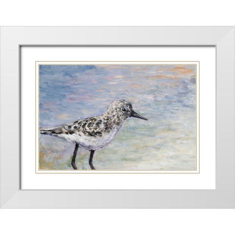 Sandpiper I White Modern Wood Framed Art Print with Double Matting by Johnson, Walt