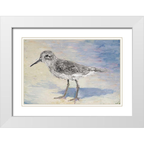 Sandpiper II White Modern Wood Framed Art Print with Double Matting by Johnson, Walt