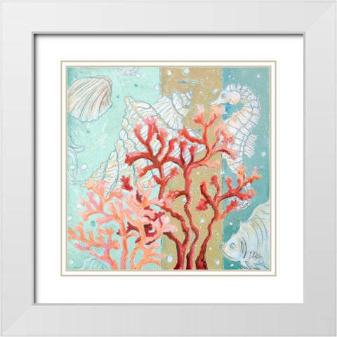 Coral Reef II White Modern Wood Framed Art Print with Double Matting by Pinto, Patricia