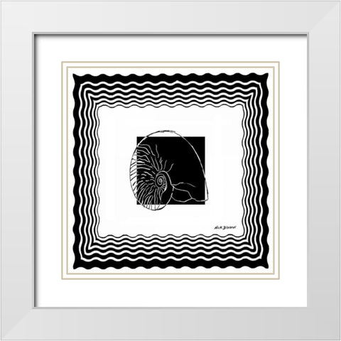 Bath Shells Square I White Modern Wood Framed Art Print with Double Matting by Biscardi, Nicholas