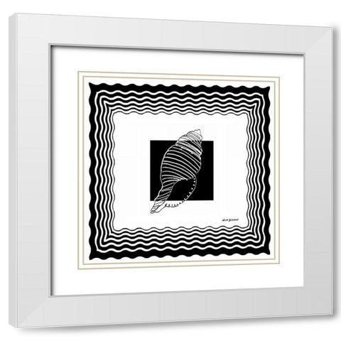 Bath Shells Square II White Modern Wood Framed Art Print with Double Matting by Biscardi, Nicholas