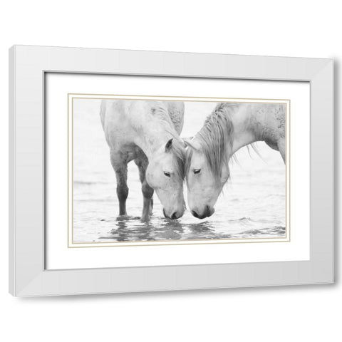 White Water Horses White Modern Wood Framed Art Print with Double Matting by Walker, Carol