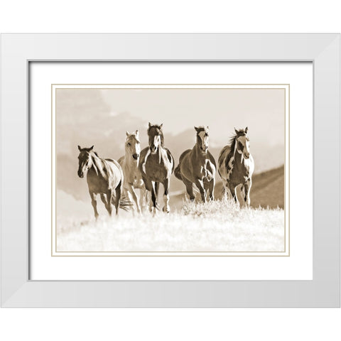 Mountain Run White Modern Wood Framed Art Print with Double Matting by Walker, Carol