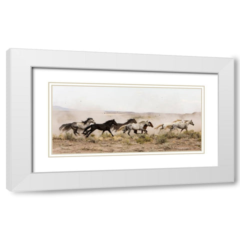 Horses On The Run White Modern Wood Framed Art Print with Double Matting by Walker, Carol