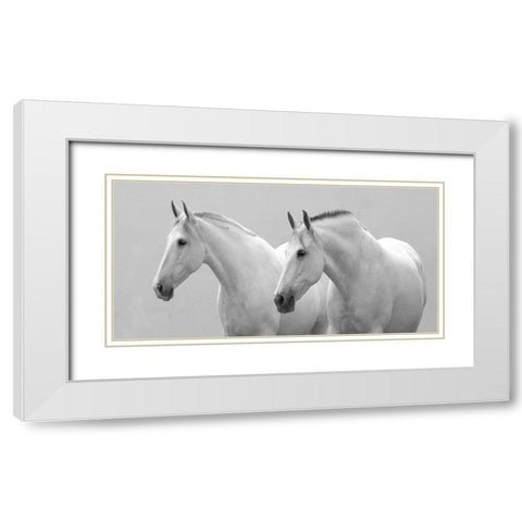 White Horses White Modern Wood Framed Art Print with Double Matting by Walker, Carol