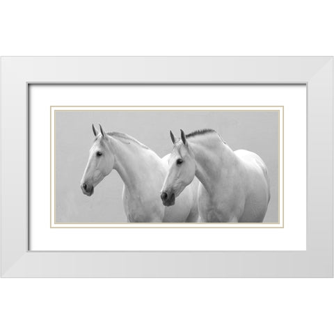 White Horses White Modern Wood Framed Art Print with Double Matting by Walker, Carol