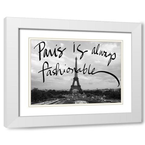 Fashionable Paris White Modern Wood Framed Art Print with Double Matting by Navas, Emily