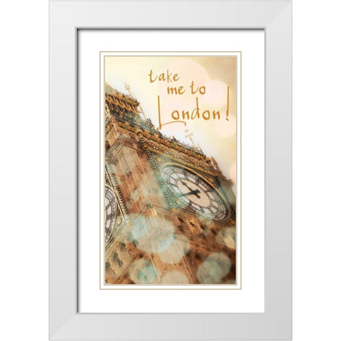 Take Me To London White Modern Wood Framed Art Print with Double Matting by Navas, Emily