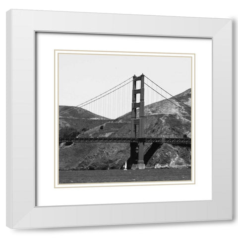 Golden Gate BW White Modern Wood Framed Art Print with Double Matting by Navas, Emily